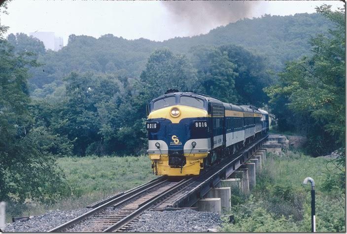 Southbound at Moorefield WV. C&O 8016.