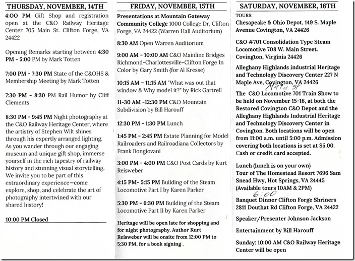 COHS Convention 2024 brochure. Schedule.