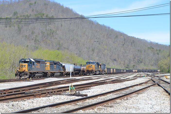 CSX 8388-8853 are ready to go west with empty ethanol train K446-07. The train has 80 empty tankers and a buffer car on each end. This train came over the old SAL and CRR and was an unexpected surprise. 04-09-2017. Shelby.