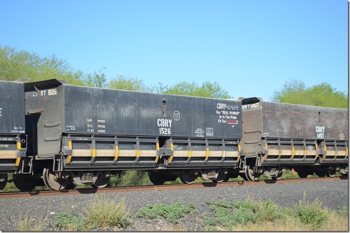 CBRY 1526 hopper has air-activated (I think) doors. Most of these cars came from Kennecott Copper. Kearny AZ.