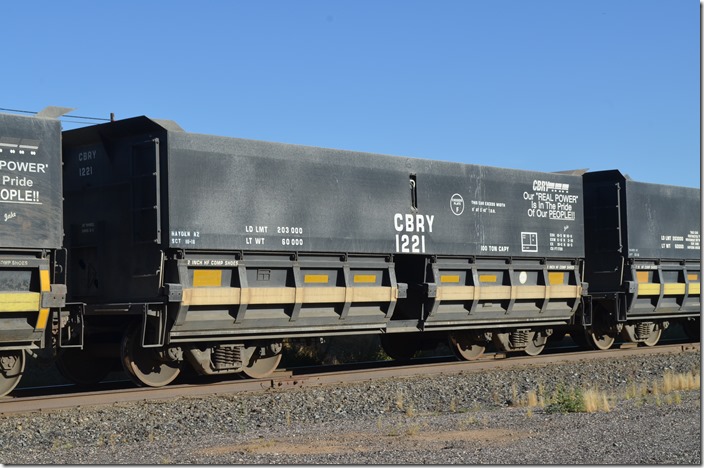 CBRY 1221 hopper was built 03-2011 and has a volume of 1720 cubic feet. Kelvin AZ.