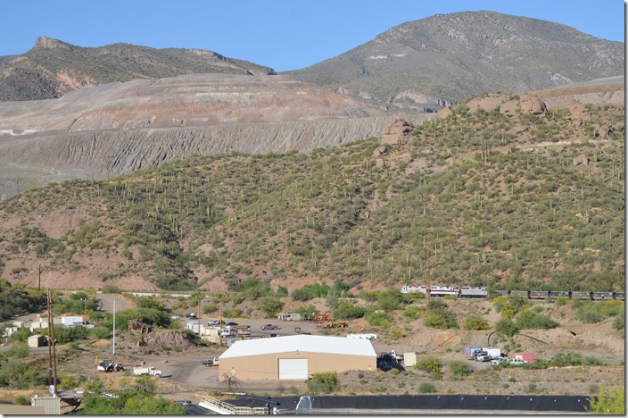 OT-1 from AZ 177 as it climbs up to the Ray mine load-out. CBRY 502-401-301. Ray mine AZ.