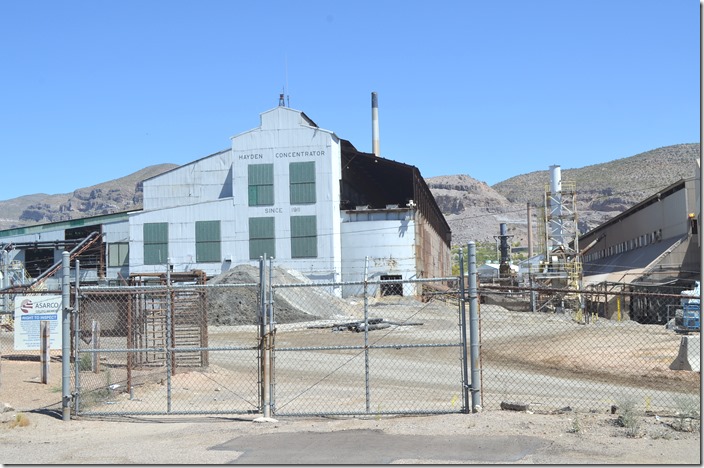 “Hayden Concentrator Since 1911” I don’t know if this facility is still active. Everything is behind a fence. ASARCO concentrator. View 2. Hayden AZ.