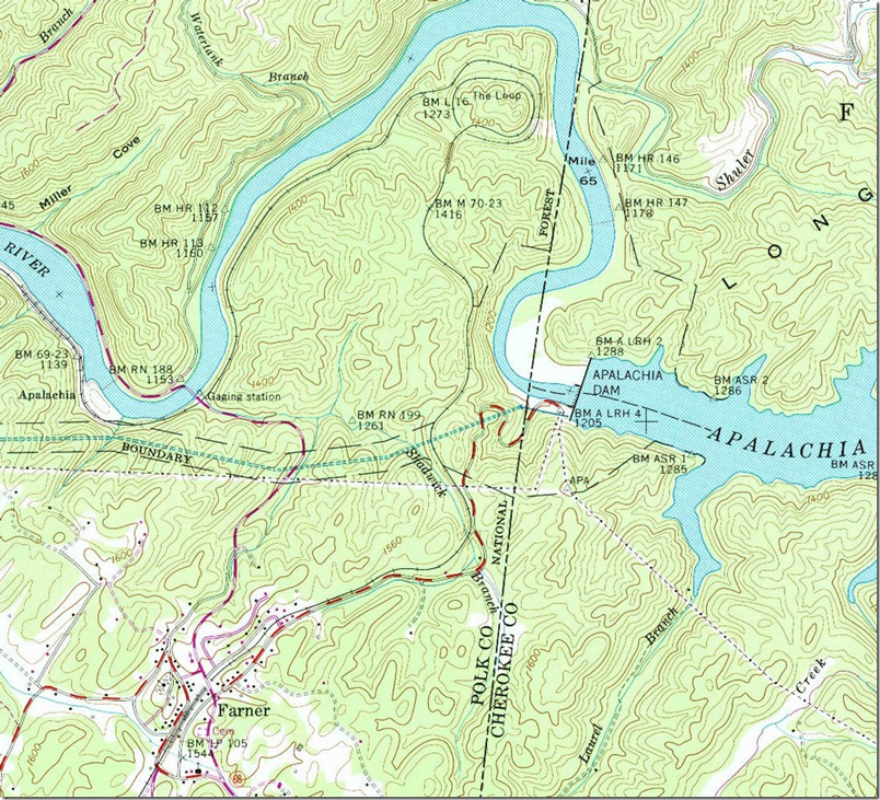 USGS Farner quad, 1:24,000 scale, 1957. Farner, TN-NC, 1:24,000 quad, 1957, USGS.