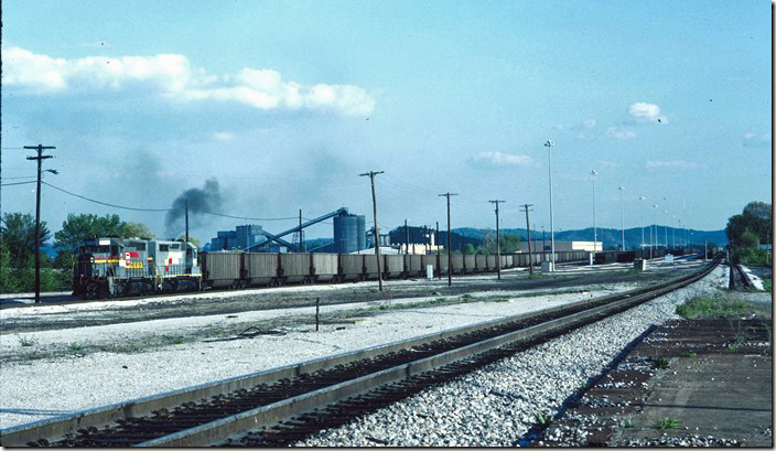 Looking south from the former depot platform. SCL 4548-4545 are switching the West Yard. L&N Corbin KY.