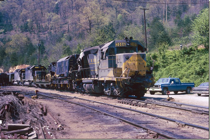 Russell wreck train. View 4. Note damage to rear of Clinchfield 2006.