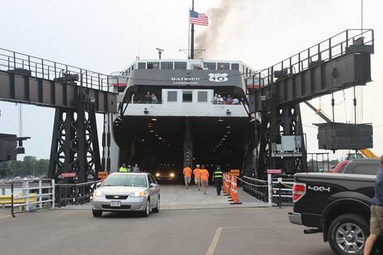 The cars being driven off of Badger.