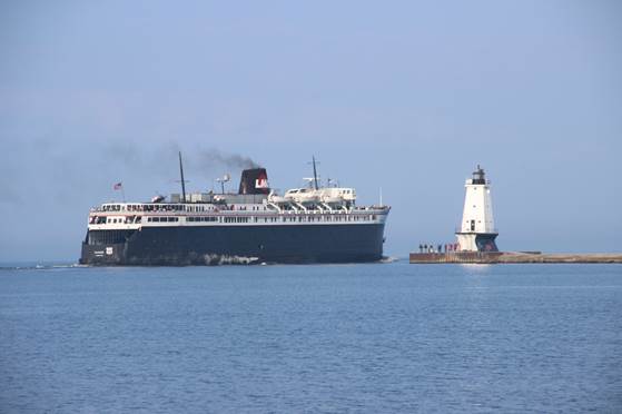 Badger is seen the next morning leaving Ludington.