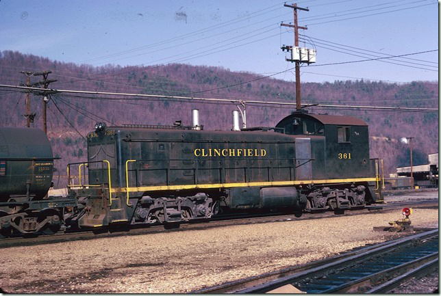 NW3 361 switching in Erwin yard. 12-24-1973.