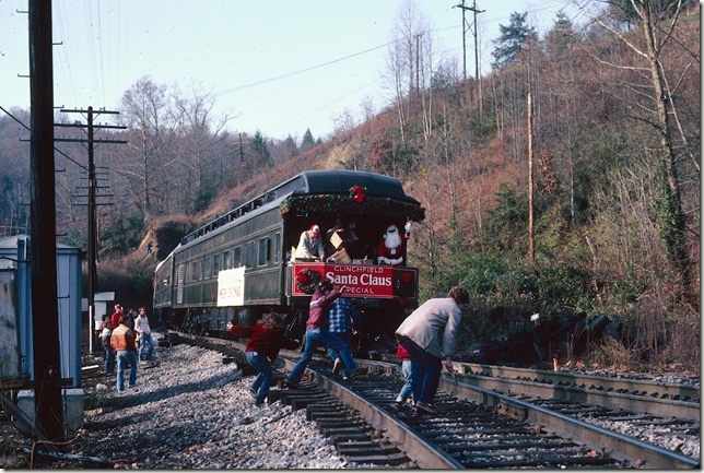 Santa Train with Sue and Jason picking up candy, etc. 11-29-1983.