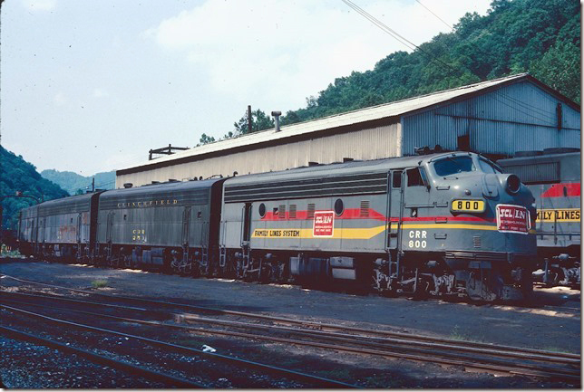 SCL/L&N 800-250-869-200 parked beside the diesel shop at Dante. 08-08-1981.