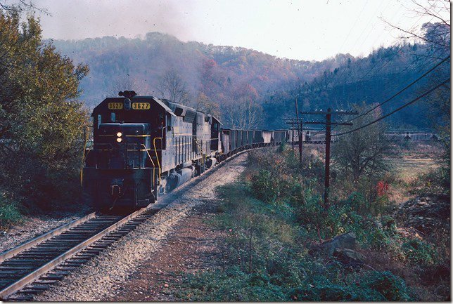 CRR 3627-2000 follow at Hamlin with empty hoppers. 10-30-1977.