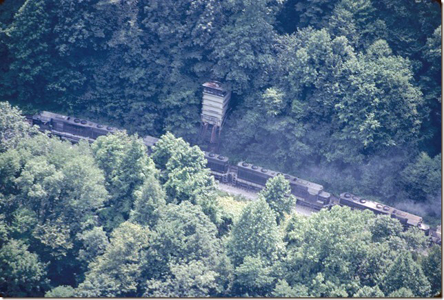 No. 92 passing the abandoned Domus tipple. CRR State Line-Nora.