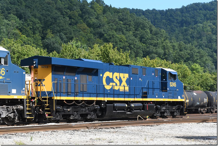 CSX ES40DC 5245 is fresh out of the paint shop. Shelby KY on 08-24-2024.