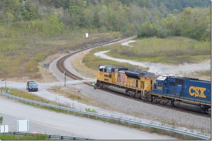 The conductor finally arrives. He informs the dispatcher that there are loads on the rear and empties on the front of the train where they are not supposed to be according to the print-out. They will need to do some re-arranging at Pauley siding-Coal Run Junction. UP 8643-8662. FO Cabin KY.