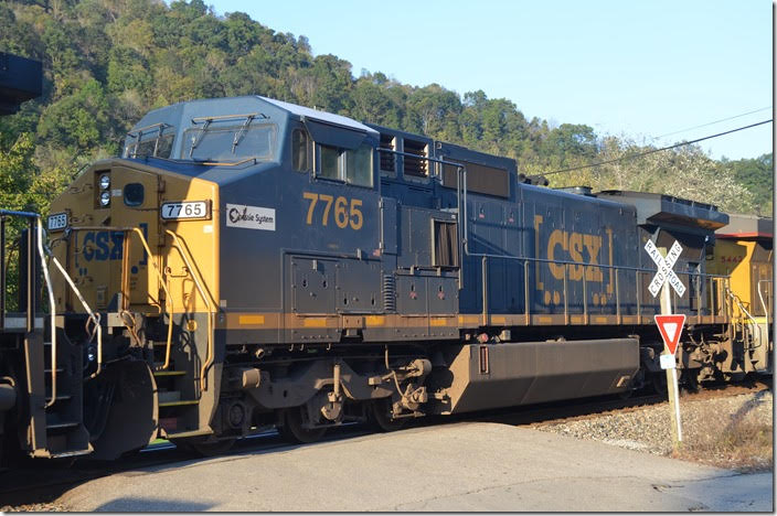 Note the Chessie System sticker! CSX 7765, C40-8W. Betsy Layne KY.