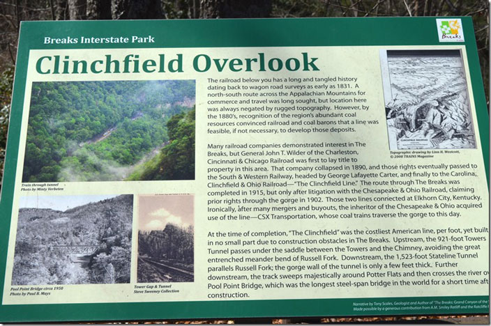 CSX Breaks Interstate Park. Clinchfield Overlook Plaque.