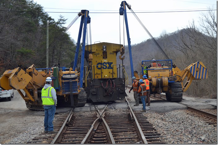 CSX 449 re-railing. View 2. Shelby KY.