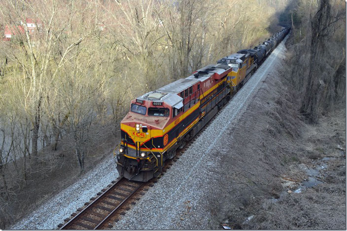 KCS 4699 is an ES44AC built 2007. UP 6275 is ex-SP 230, an AC44CW built 1995. CSX Prestonsburg KY. View 4.