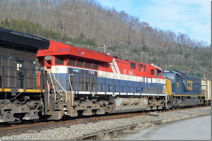 CN 3115 – also an ET44AC – is the British Columbia Rail “heritage” unit. CN’s heritage fleet also includes this model painted for the IC, EJ&E and Wisconsin Central plus a SD70M-2 painted for GTW. Betsy Layne KY.