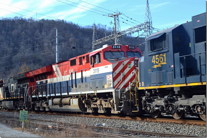 CN 3115 ET44AC BC Rail. Betsy Layne KY. View 2.