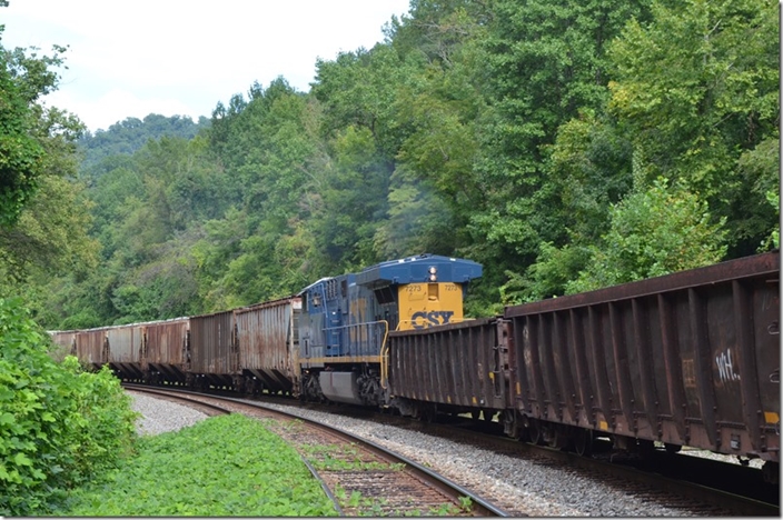 CSX DPU 7273 adds its muscle. FO Cabin KY.