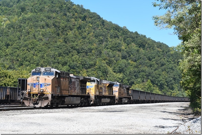 UP 6066-8331-5880 are parked in Shelby Yard on E444-06 (Haile FL to Pardee mine WV) with 82 empty CSX hoppers. Haile FL is west of Gainesville. From Google Earth I see a quarry there that gets rail service but no coal handling facility. 09-11-2024.