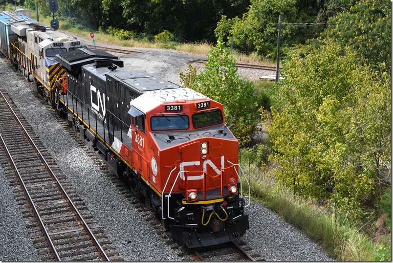 CN 3381 is ex-GECX or BNSF. It is now an “AC44C6M” having been rebuilt from a C44-9W with DC traction motors. Wabtec is rebuilding NS’s DC units to the same model designation, so maybe they are doing the work. Coal Run Jct.