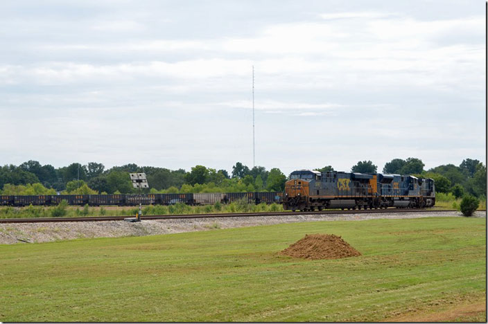 CSX 5347-8906 parked on the loading loop at Gibson County Coal on the outskirts of Princeton IN. NS also serves this big mine. 08-30-2021.