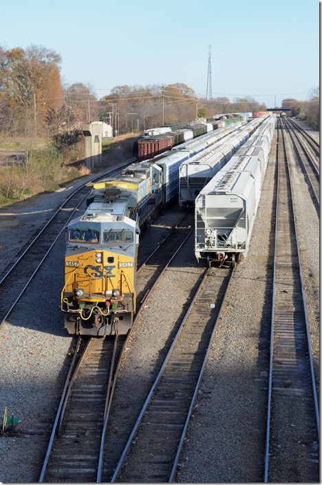 CSX 5457-7550. F704-07 switches the yard. Monroe NC.