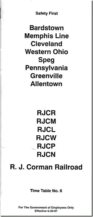 RJC timetable cover.