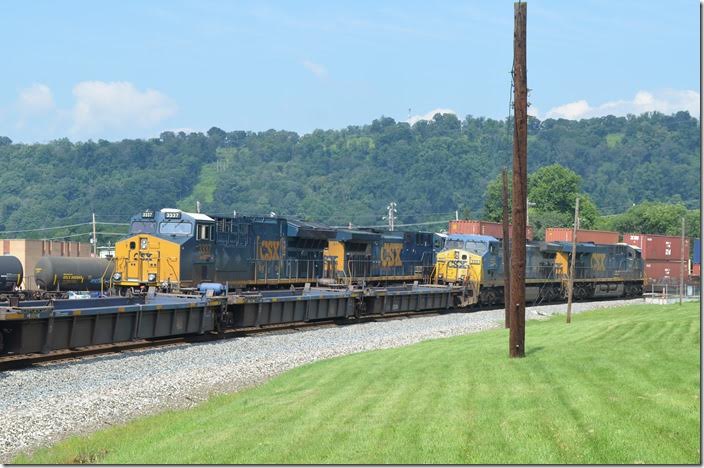 Q136-16 leaves town at 11:06 AM. CSX 3337-571. Cumberland MD.