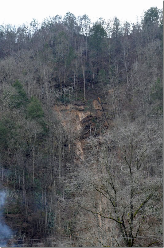 Debris was still coming down this afternoon.