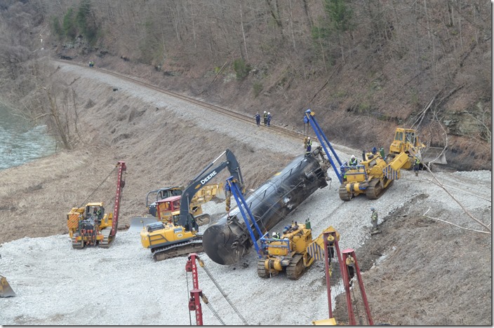 R J Corman and Donahue Bros. were working together. View 2. CSX derailment. Draffin KY.