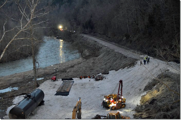 Crews worked around the clock. CSX derailment. Draffin KY. 02-17-2020.