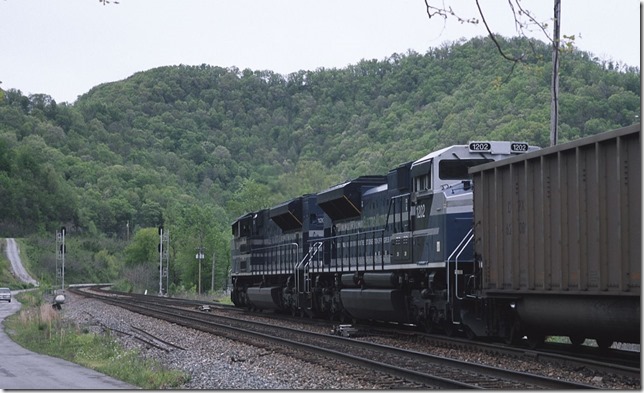 Passing the crossovers at Beaver Jct. at Dwale, Ky. View 2.