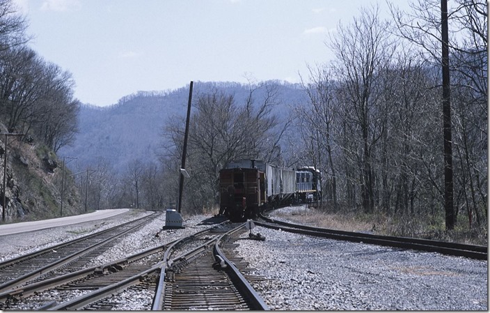 This crew got their work done quickly. Caboose 904124 brings up the rear. This was the end of the old Virginian. 