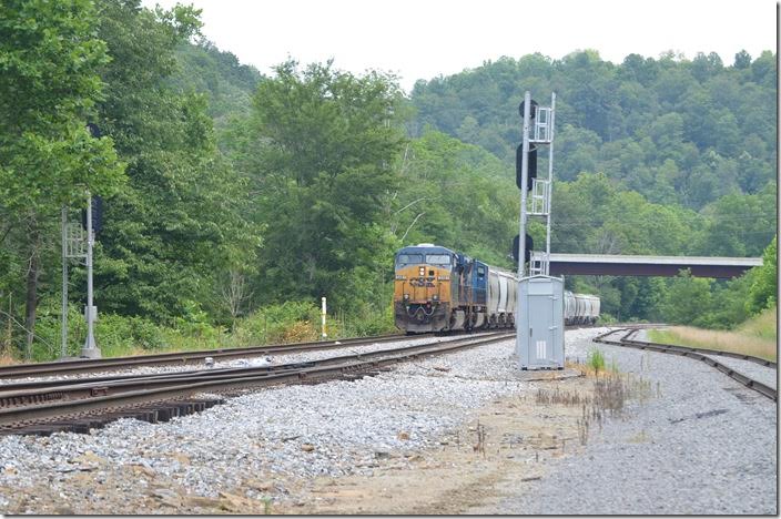 CSX 5481-4709 have e/b W263 which is 24 small covered hoppers of frac sand for the Fairmont Trans Flo facility. East Grafton WV.