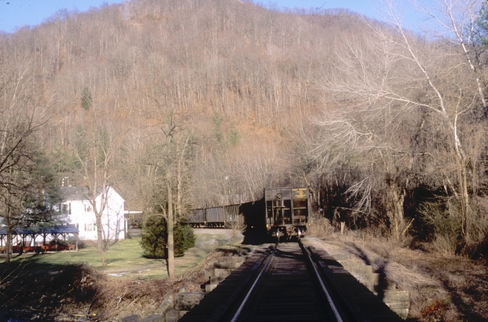 Heading back across the creek with 43 more empties. 