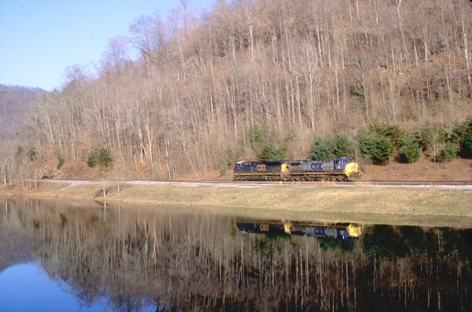 He cuts off, will switch to the main and go back north for more empties.  CSX recently removed the rest of the Clover Fork Branch to Glenbrook.