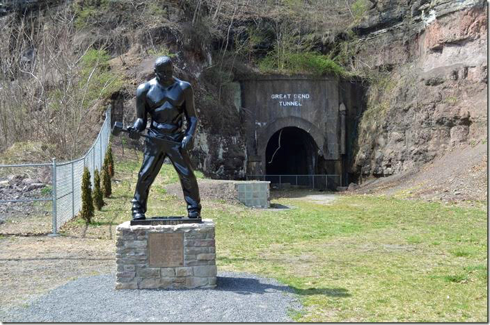 The statue of legendary John Henry was moved from the side of the state highway down to the park. Talcott WV.