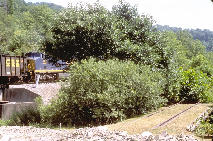 The abandoned siding on the right once served the W. M. Ritter Lumber Co. mill at Daisy.