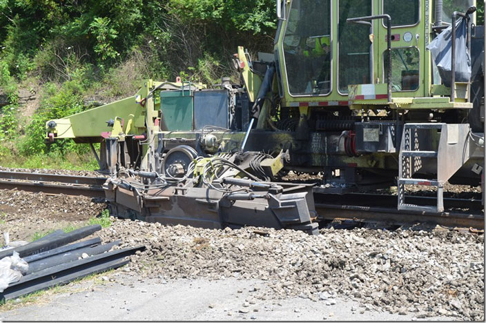 CSX tie gang. Ballast regulator. View 3. Robinson Creek KY.