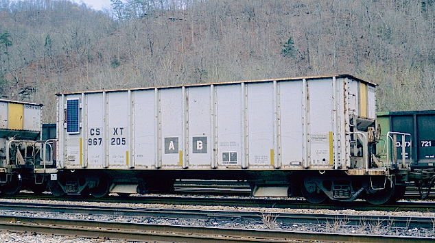 CSX ballast car 967205. Ex-Conrail class BH-10.