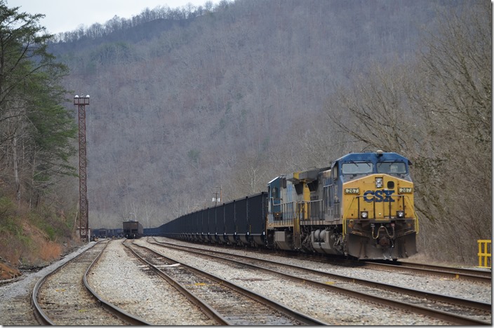 CSX 267-7584. U903-31 parked on the main at the east end of Shelby.