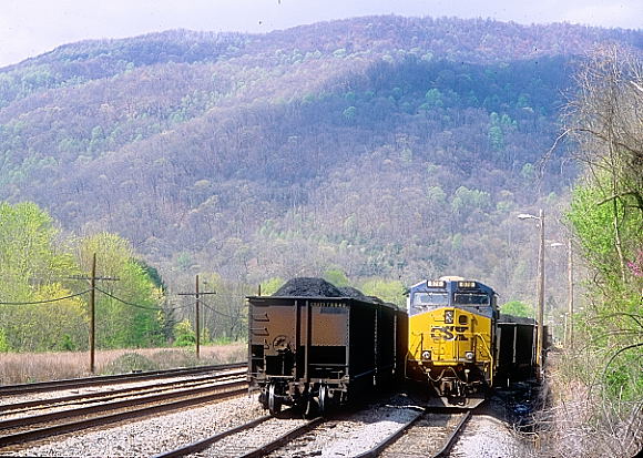 H802 parks its 37 loads at Meadow Creek yard to await pickup by a main line train. 