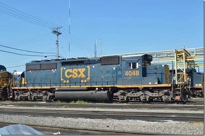CSX “SD40-3” 4048. Not a beauty but better than another wide cab. Queensgate OH.