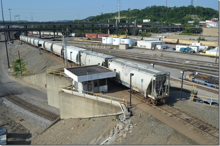 Humping begins on a new cut. CSX hump. Queensgate OH.