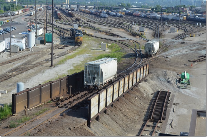 Rolling over the master retarder into the bowl yard. CSX hump. Queensgate OH.