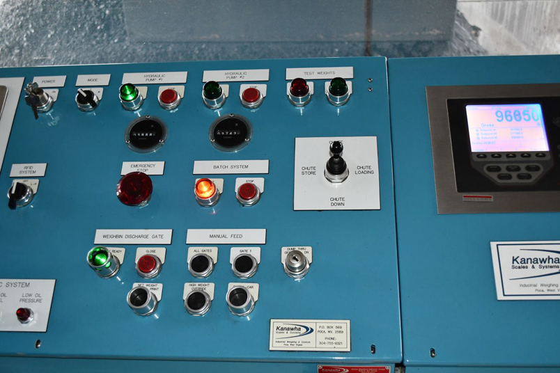 Our inside connection (Tim Turner) allows us to visit the control room. Kanawha Scales & Systems erected this new batch weigh loadout to replace an earlier one up the hollow nearer to the plant. We were amazed how clean this room was. Dust is under control.